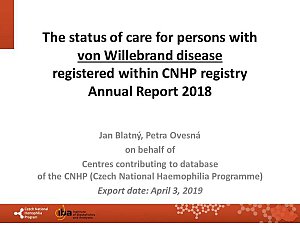 Výstupy z registru ČNHP za rok 2018 – von Willebrandova choroba