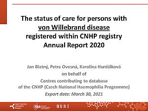 Výstupy z registru ČNHP za rok 2020 – von Willebrandova choroba