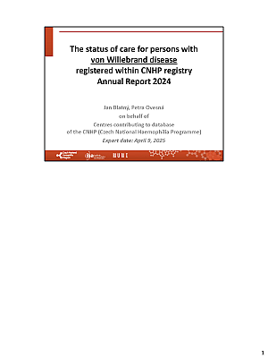 Výstupy z registru ČNHP za rok 2024 – von Willebrandova choroba